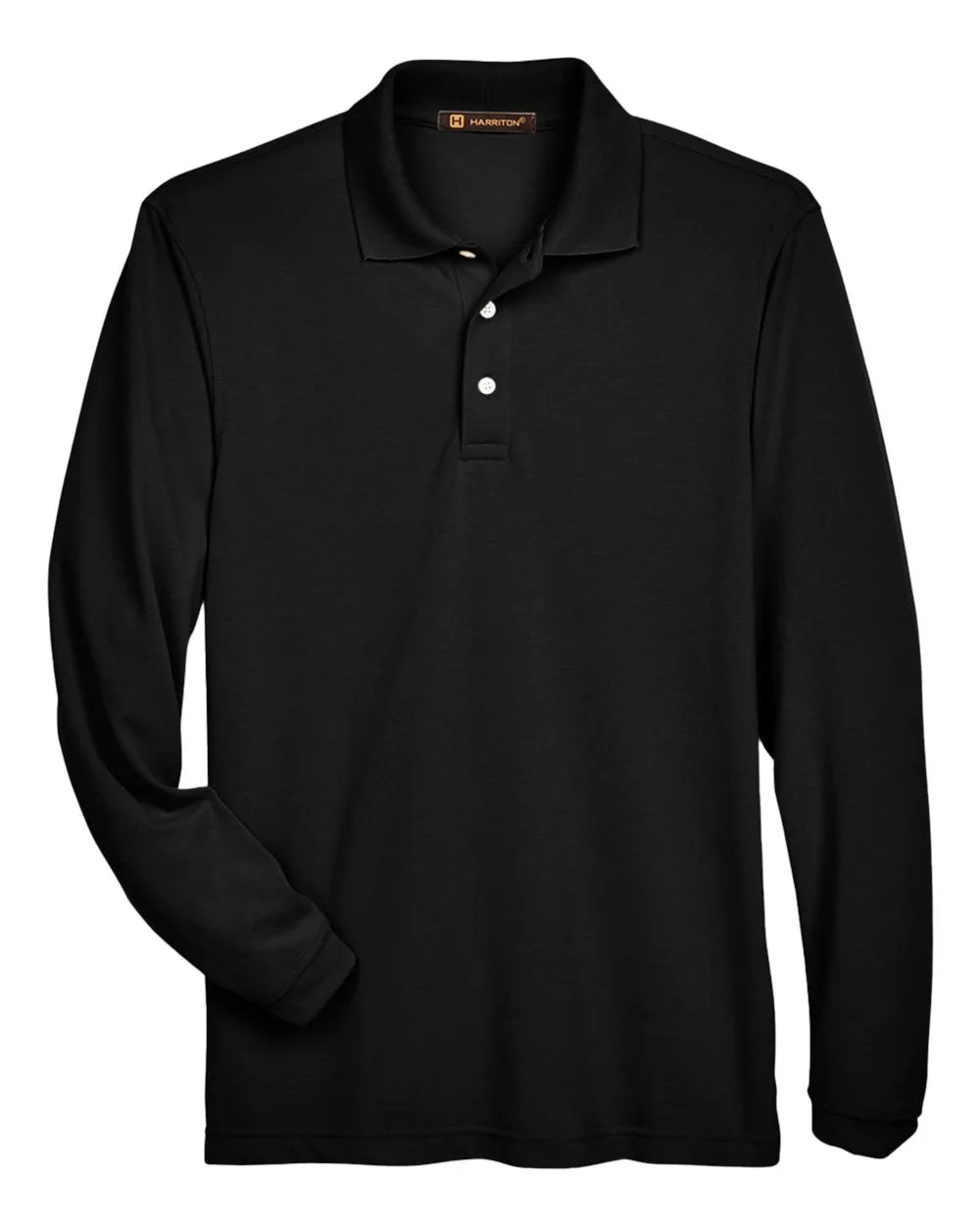 Harriton M265L Men's Easy Blend™ Long Sleeve Polo — blank polo, front view