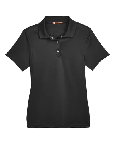 Harriton M345W Women's Advantage Snag Protection Plus IL Snap Placket Polo — blank polo, front view