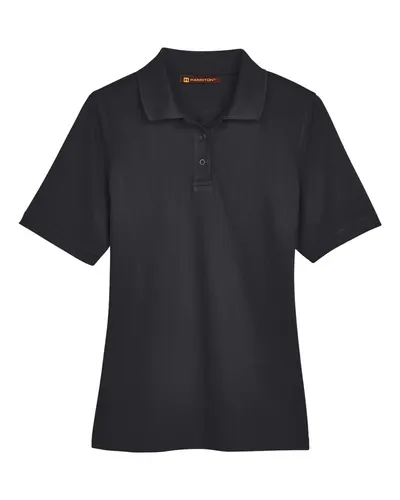 Harriton M348W Women's Advantage Snag Protection Plus Polo — blank polo, front view