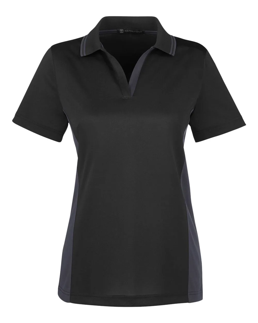 Harriton M386W Women's Flash Snag Protection Plus IL Colorblock Polo — blank polo, front view