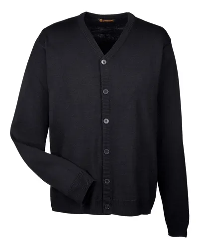 Harriton M425 Men's Pilbloc™ V-Neck Button Cardigan Sweater — blank garment, front view
