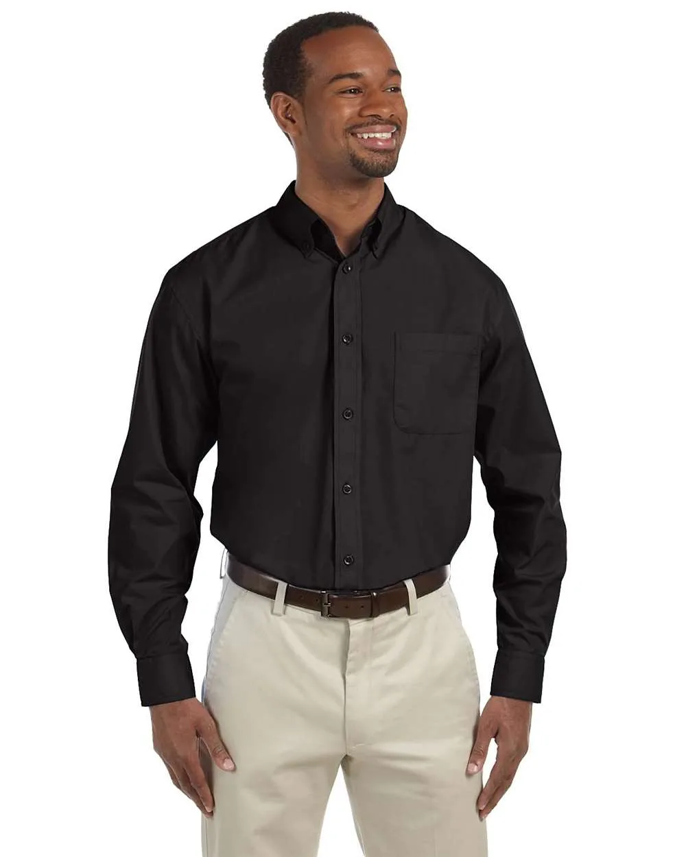 Harriton M510 Men's Essential Poplin — blank garment, front view