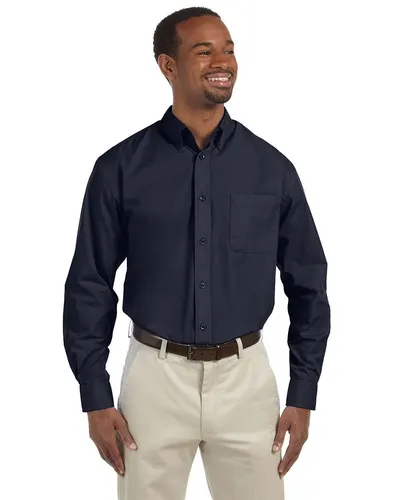 Harriton M510T Men's Tall Essential Poplin — blank garment, front view