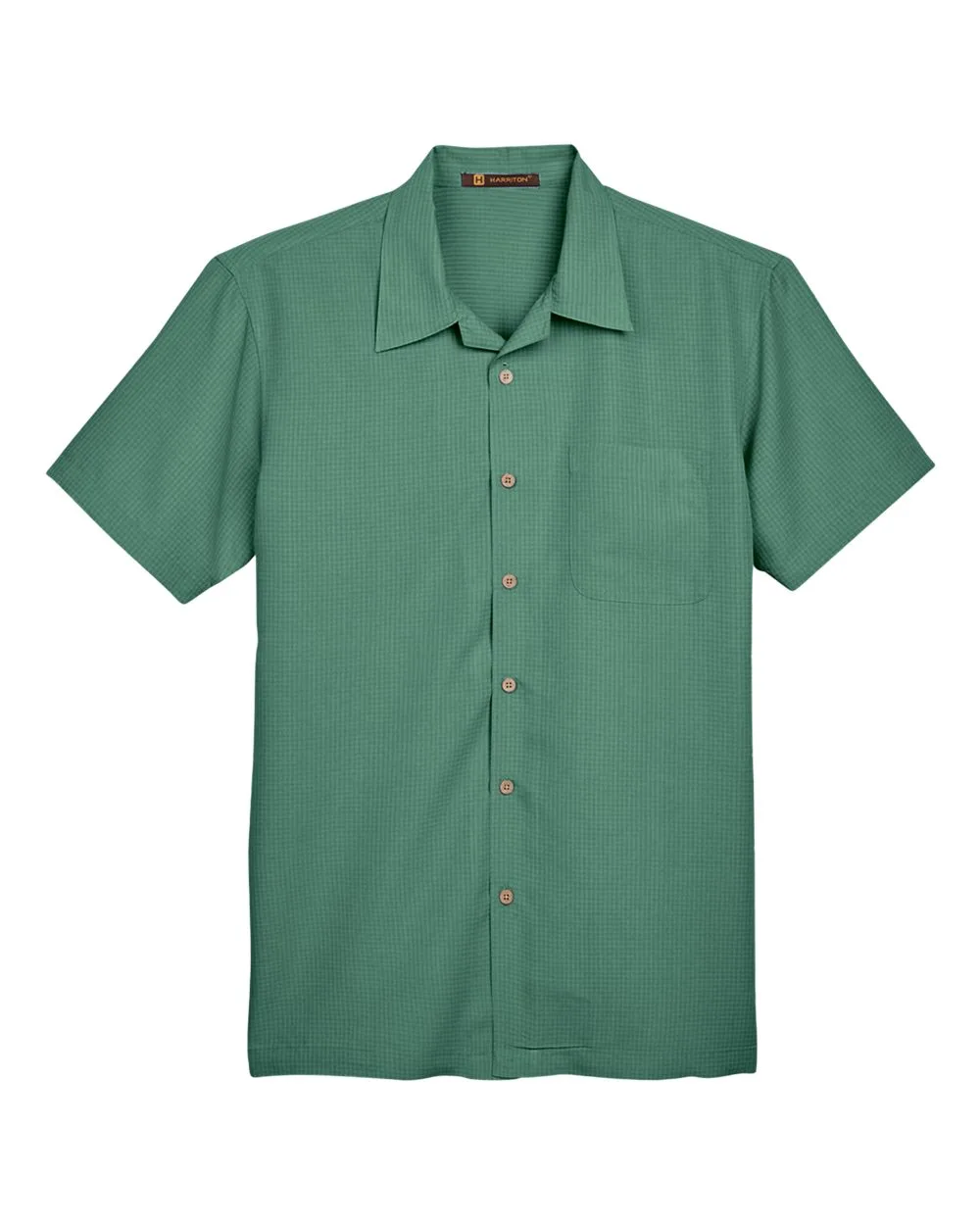 Harriton M560 Men's Barbados Textured Camp Shirt — blank garment, front view