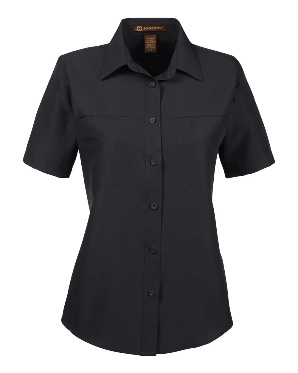 Harriton M580W Women's Key West Short Sleeve Performance Staff Shirt — blank garment, front view