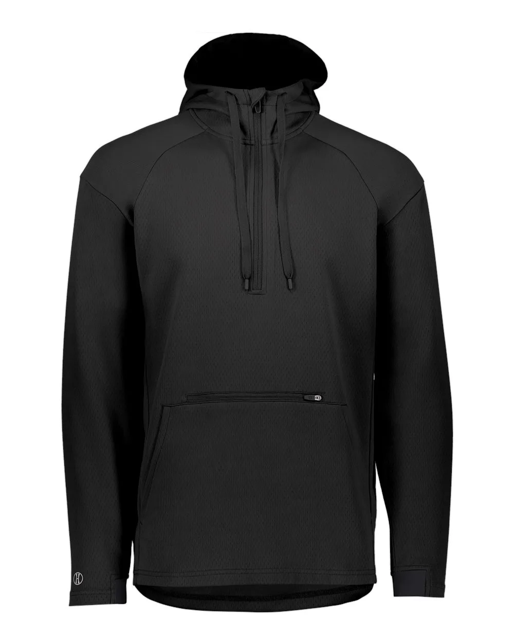 Holloway 222584 Men's Limitless Quarter-Zip Hooded Pullover — blank hooded sweatshirt, front view