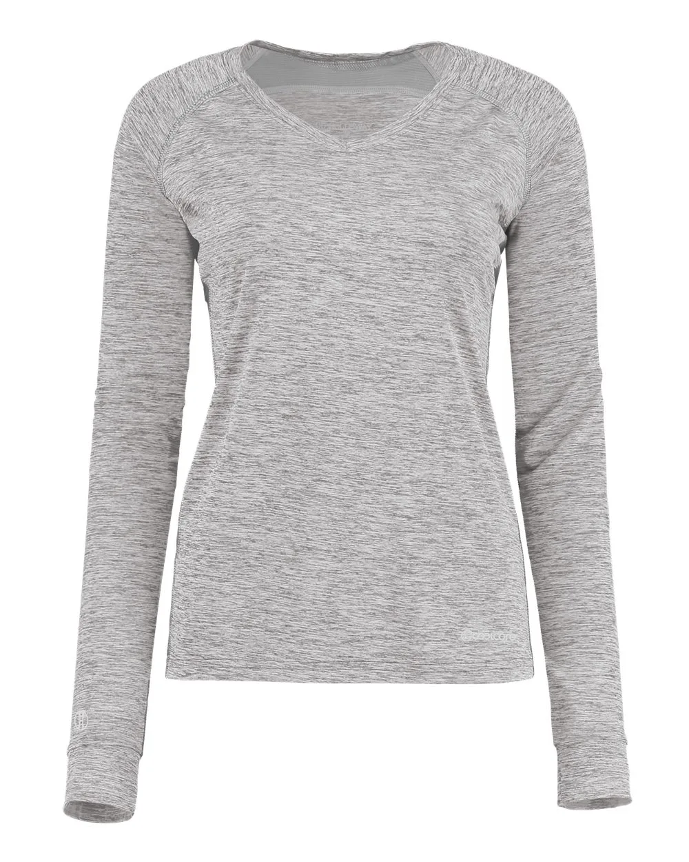 Holloway 222770 Women's Electrify CoolCore® Long Sleeve V-Neck T-Shirt — blank t-shirt, front view