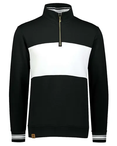 Holloway 229565 Men's All-American Fleece Colorblocked Quarter-Zip Sweatshirt — blank crewneck sweatshirt, front view