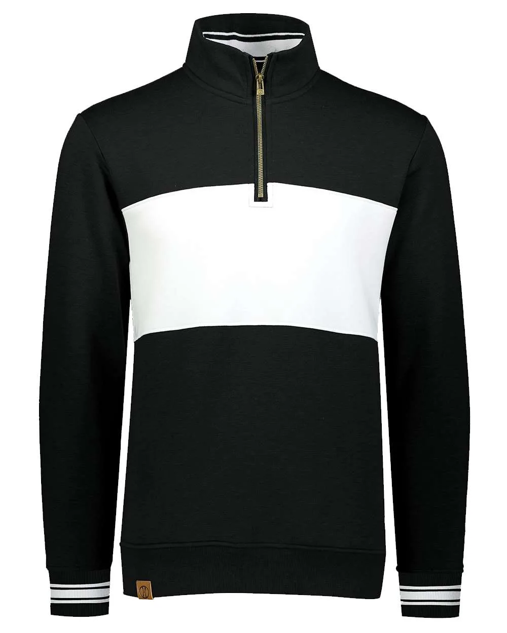 Holloway 229565 Men's All-American Fleece Colorblocked Quarter-Zip Sweatshirt — blank crewneck sweatshirt, front view