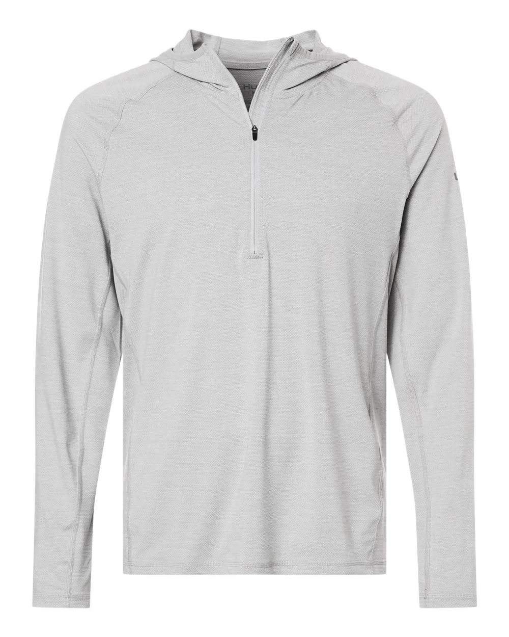 HUK H1200668 Men's Atoll Half-Zip Hooded Pullover — blank hooded sweatshirt, front view