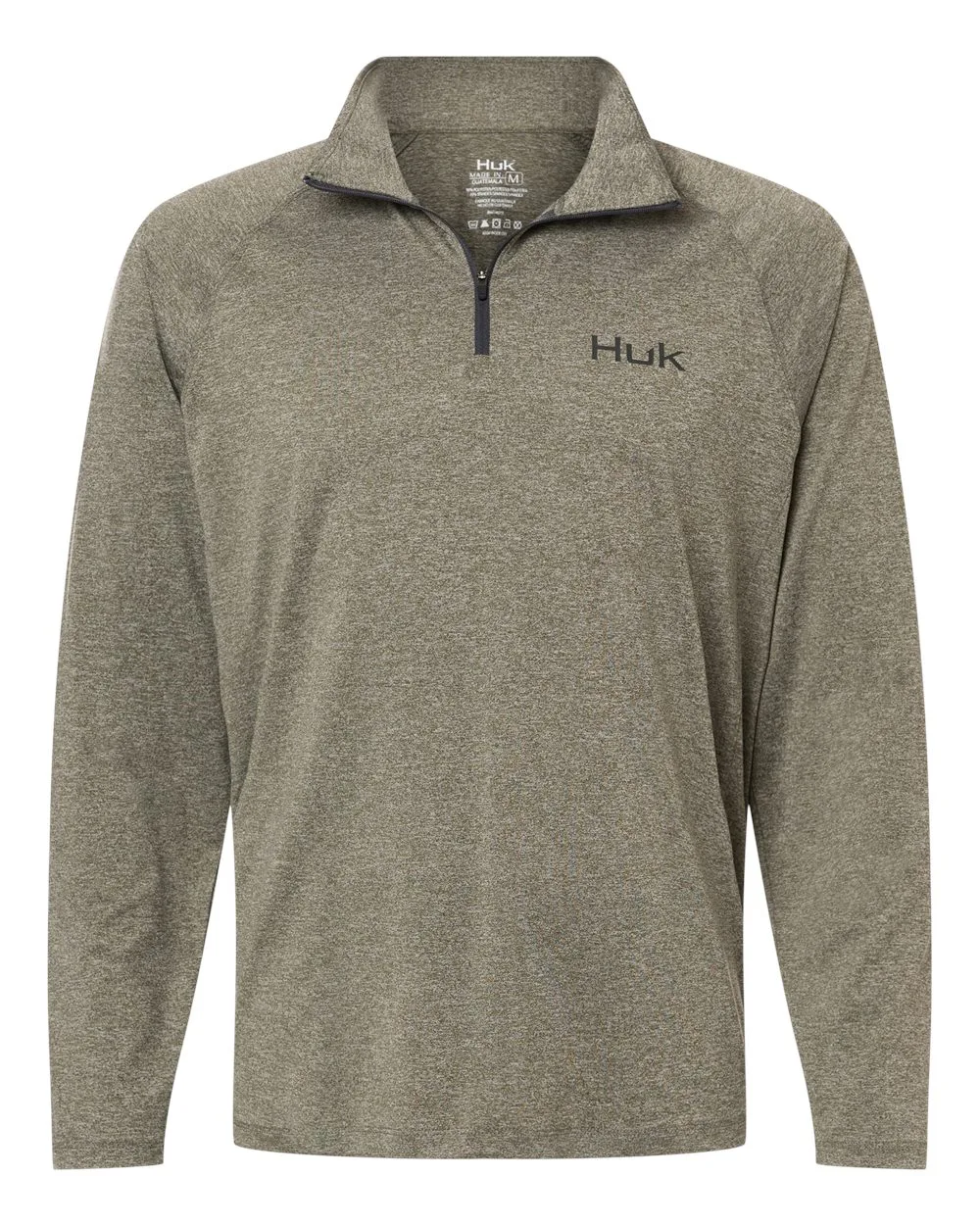 HUK H1200715 Men's Airweight Heather Quarter-Zip Pullover — blank garment, front view
