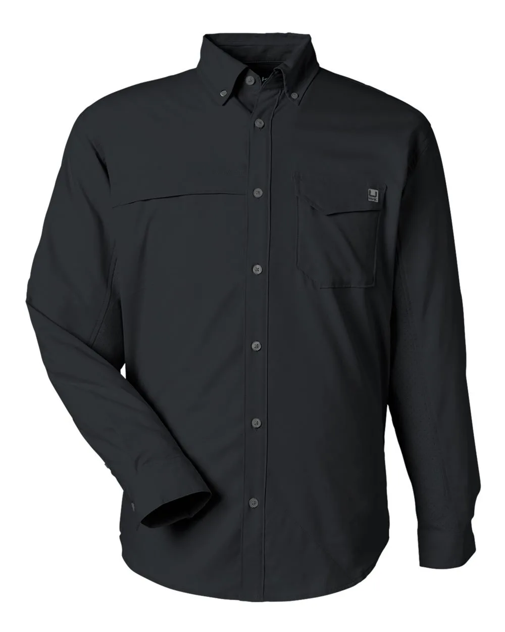 HUK H150172 Men's Tide Point Pocket Fishing Shirt — blank garment, front view
