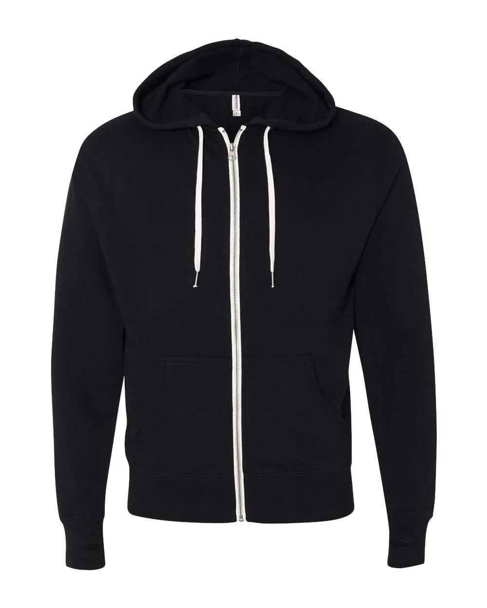 Independent Trading Co. PRM90HTZ Unisex Heathered French Terry Full-Zip Hooded Sweatshirt — blank hooded sweatshirt, front view