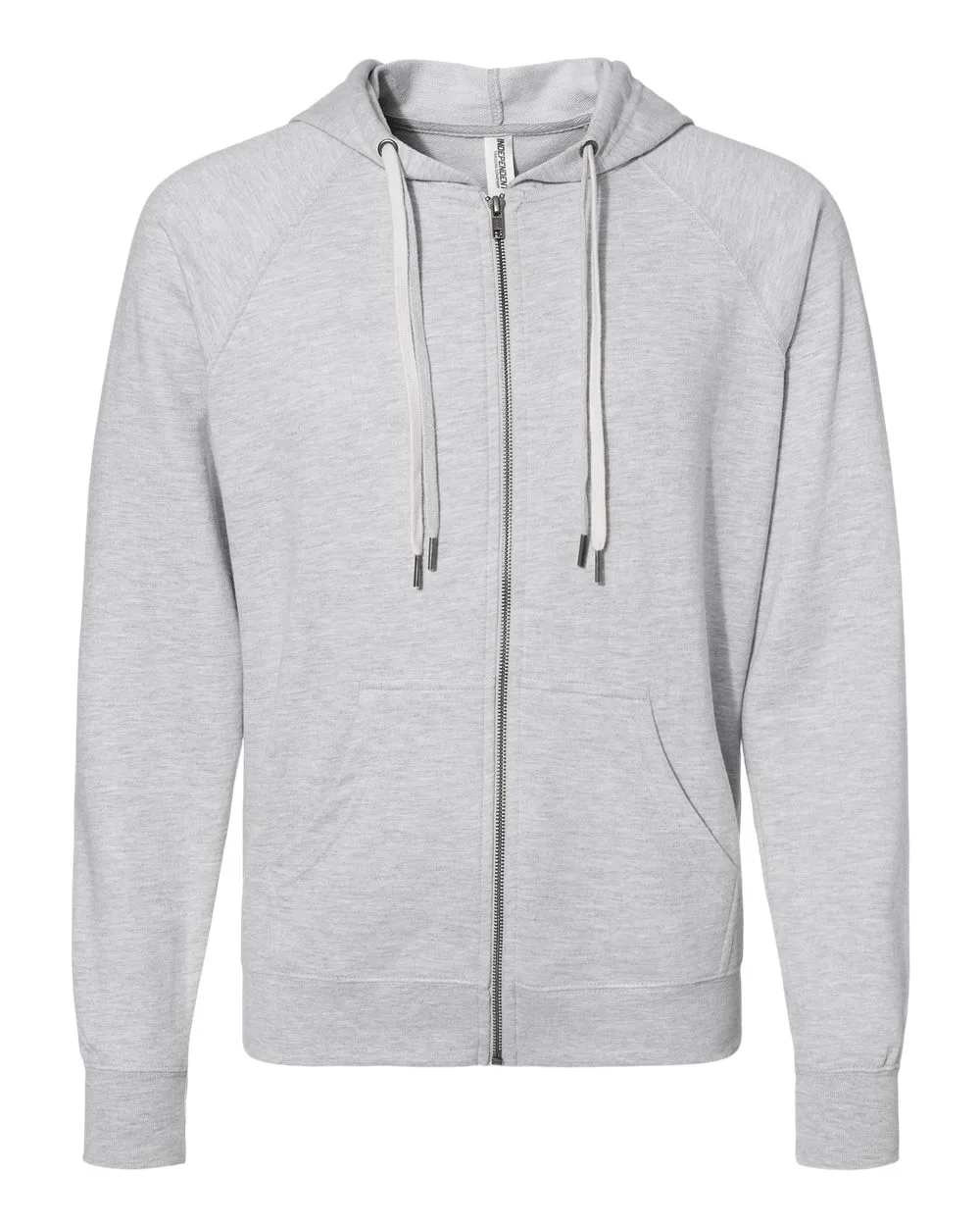 Independent Trading Co. SS1000Z Unisex Icon Lightweight Loopback Terry Full-Zip Hooded Sweatshirt — blank hooded sweatshirt, front view