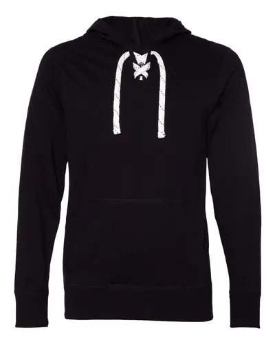 J. America 8231 Unisex Jersey Sport Lace Hooded Pullover — blank hooded sweatshirt, front view