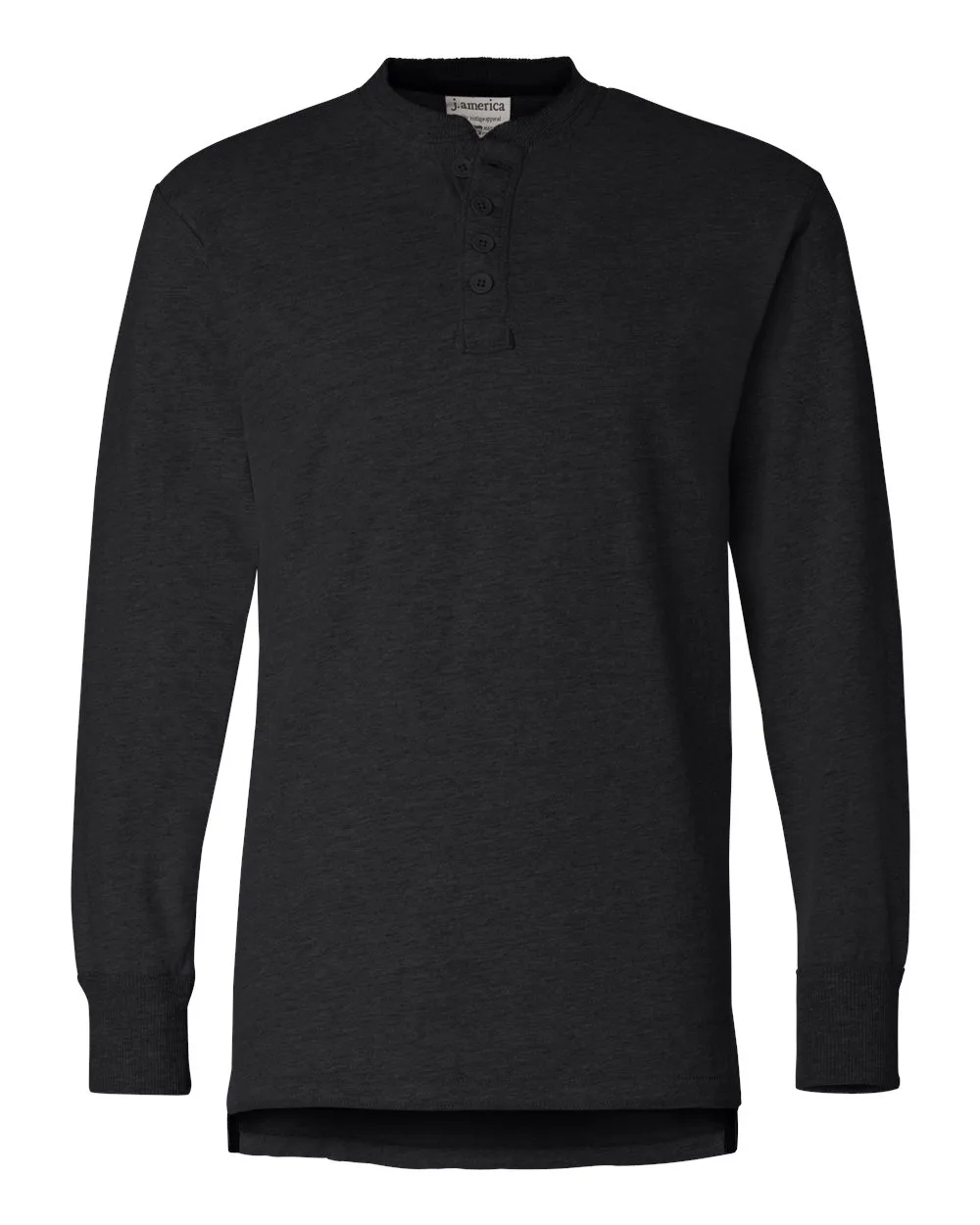 J. America 8244 Men's Vintage Brushed Jersey Henley — blank t-shirt, front view