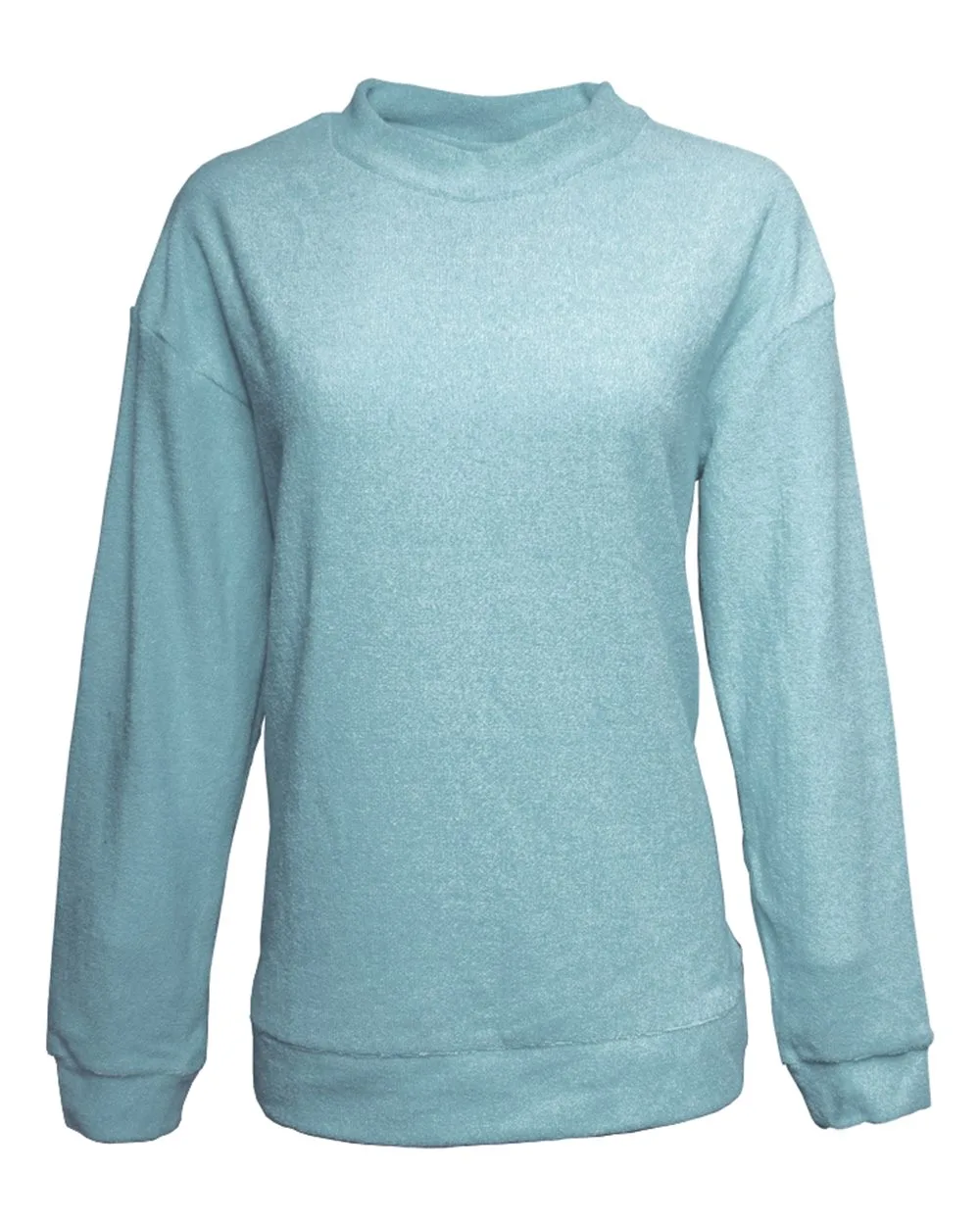 J. America 8428 Women's Weekend Terry Mock Neck Pullover — blank garment, front view