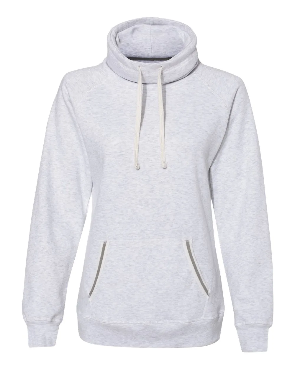 J. America 8653 Women’s Relay Cowl Neck Sweatshirt — blank crewneck sweatshirt, front view
