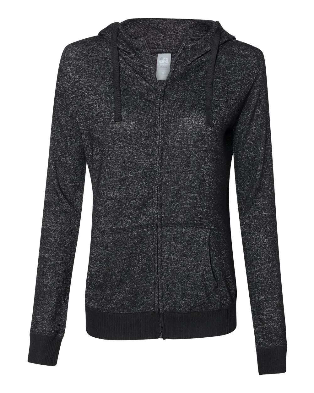 J. America 8656 Women’s Cozy Jersey Hooded Full-Zip — blank hooded sweatshirt, front view