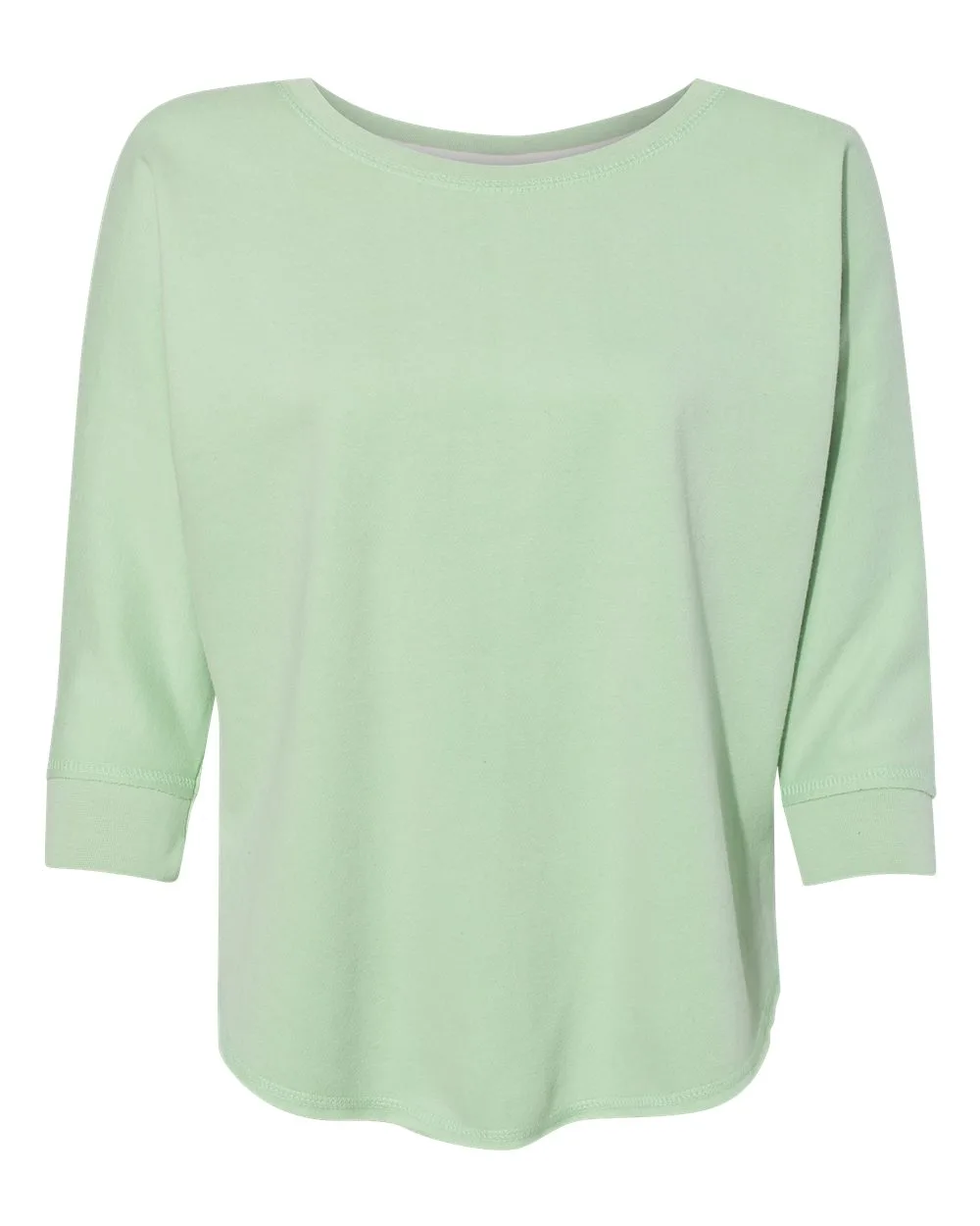 J. America 8685 Women's Lounge Fleece Dolman Crewneck Sweatshirt — blank crewneck sweatshirt, front view