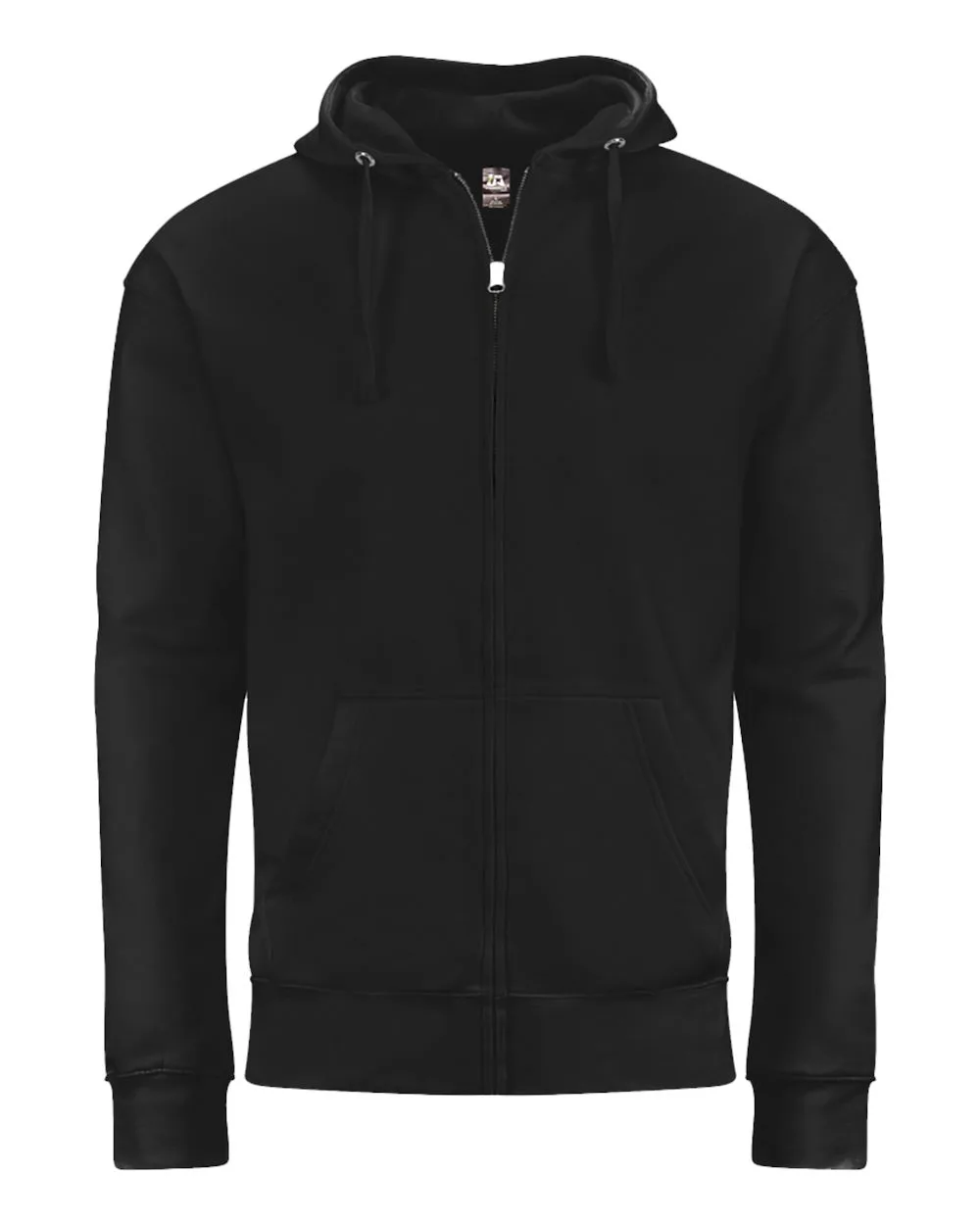 J. America 8723 Unisex BTB Fleece Hooded Full-Zip Sweatshirt — blank hooded sweatshirt, front view