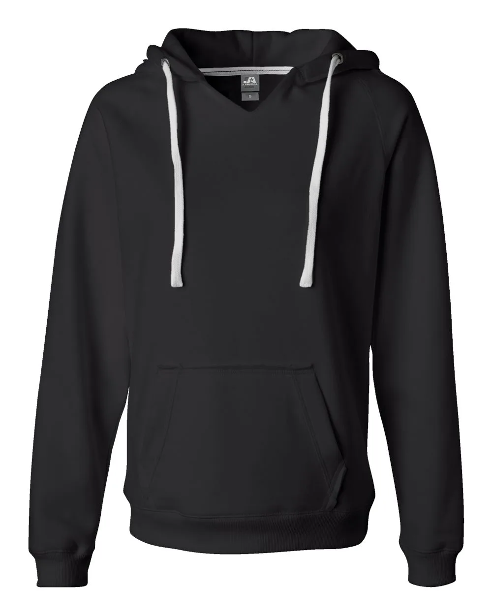J. America 8836 Women's Sueded V-Neck Hooded Sweatshirt — blank hooded sweatshirt, front view