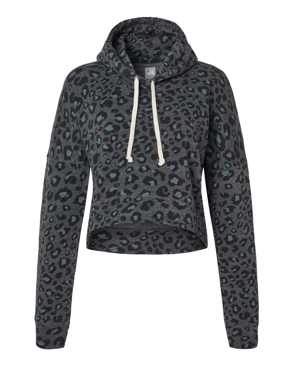 J. America 8853 Women's Crop Hooded Sweatshirt — blank hooded sweatshirt, front view