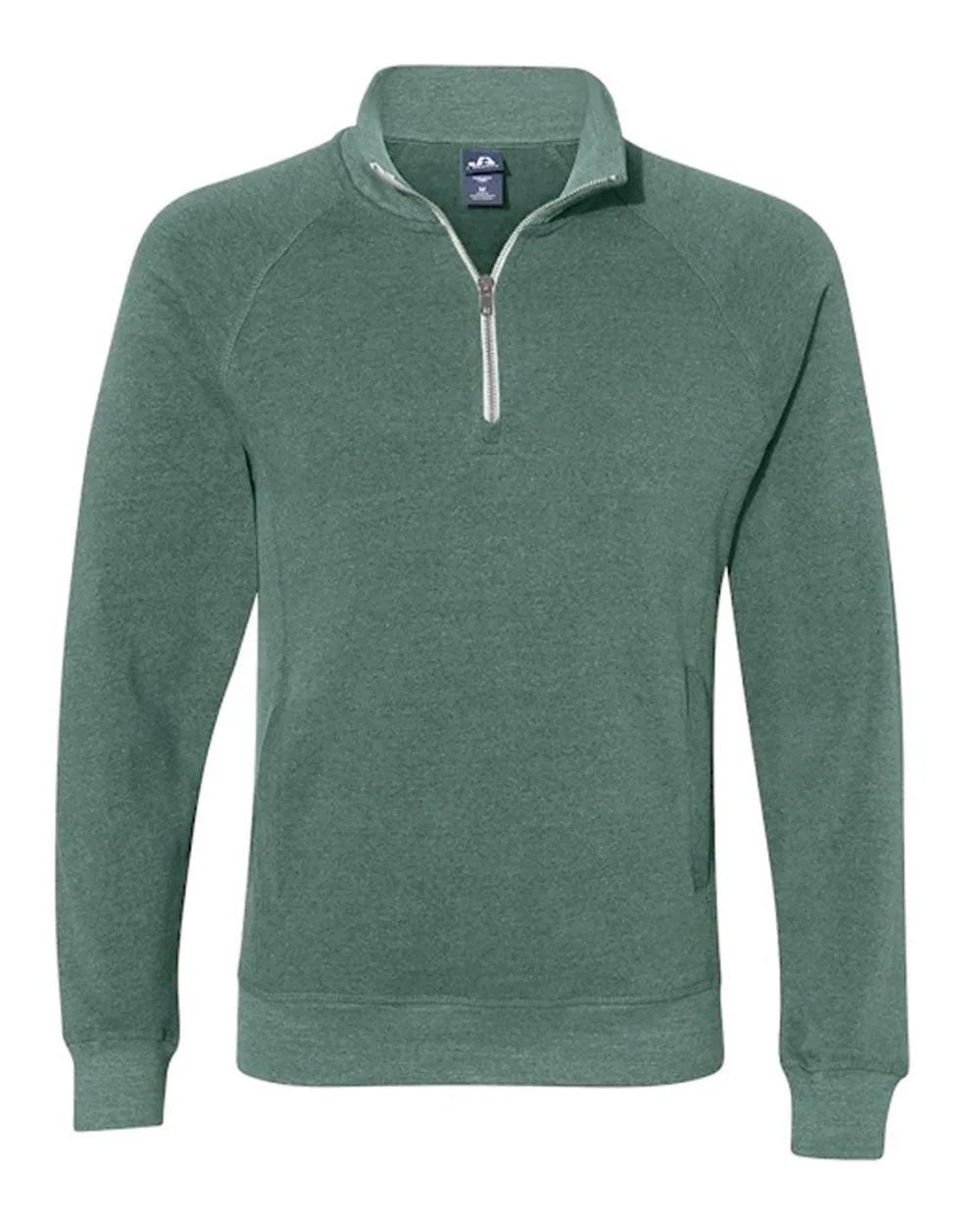 J. America 8869 Men's Triblend Quarter-Zip Sweatshirt — blank crewneck sweatshirt, front view