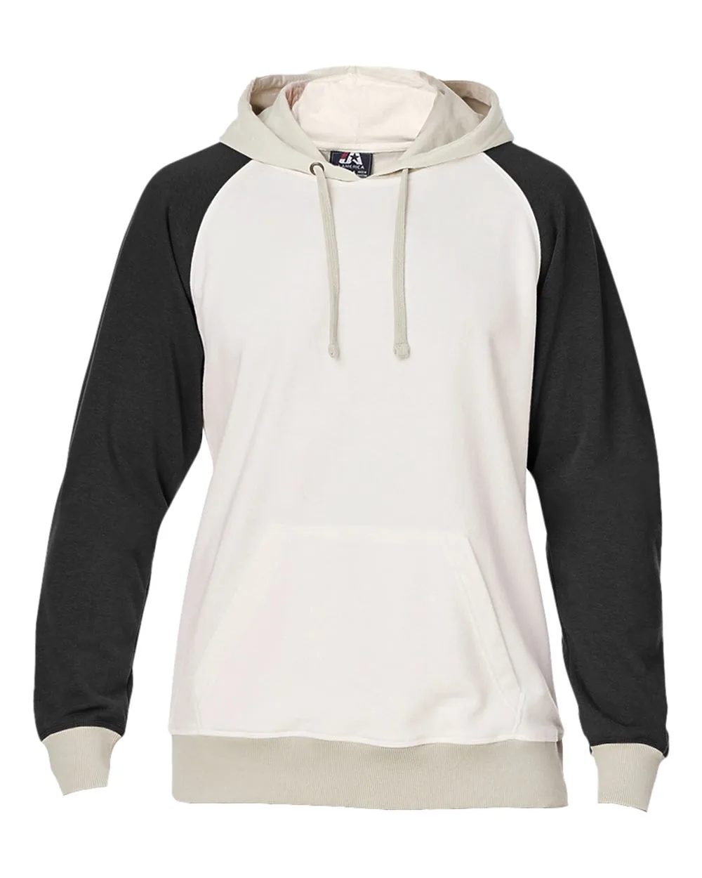 J. America 8886 Unisex Vintage Tricolor Hooded Sweatshirt — blank hooded sweatshirt, front view