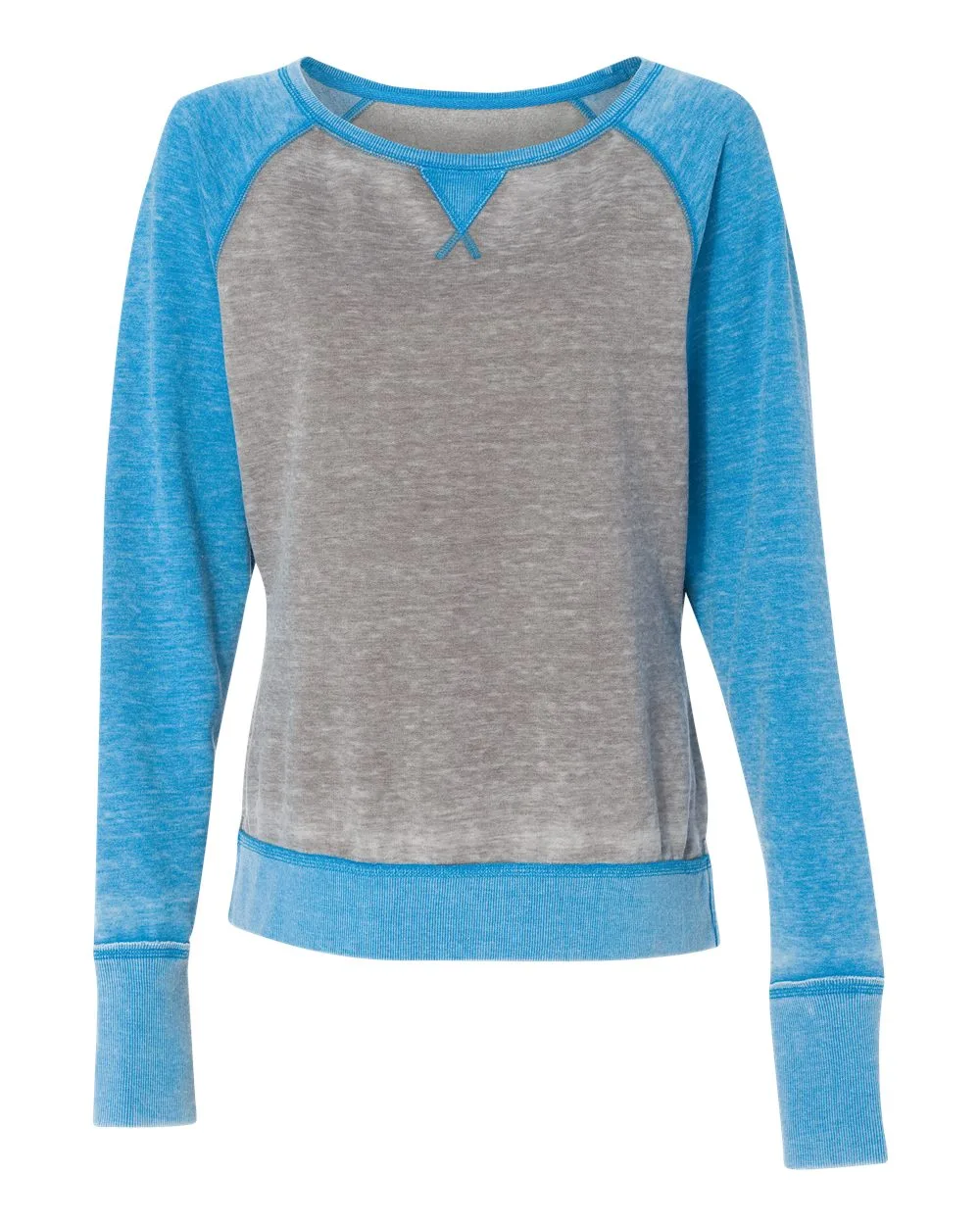 J. America 8927 Women’s Zen Fleece Raglan Sweatshirt — blank crewneck sweatshirt, front view