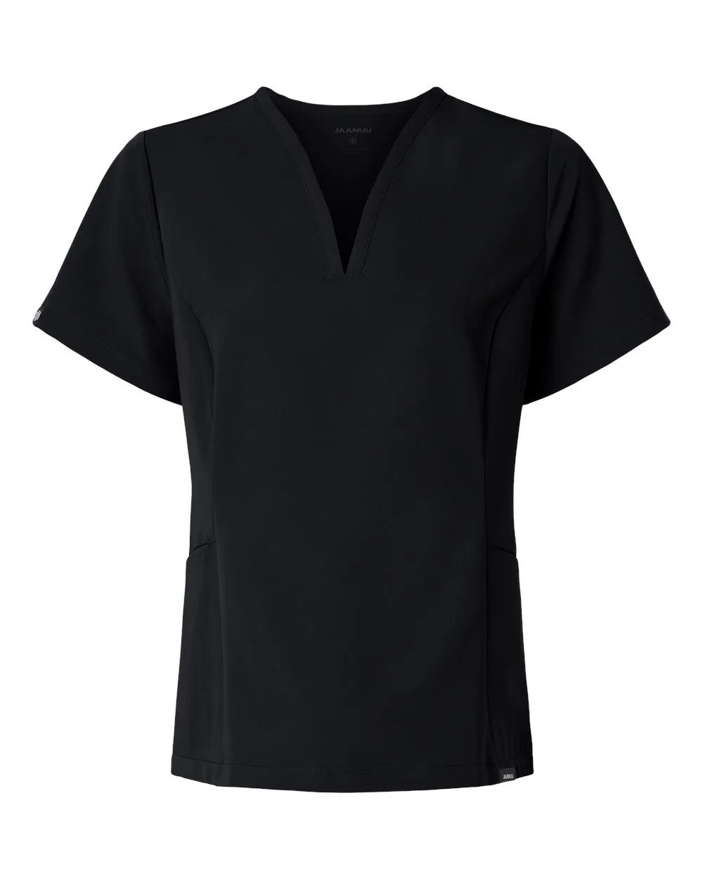 Jaanuu W10003 Women's Calix Fit & Flare Scrub V-Neck Top — blank garment, front view