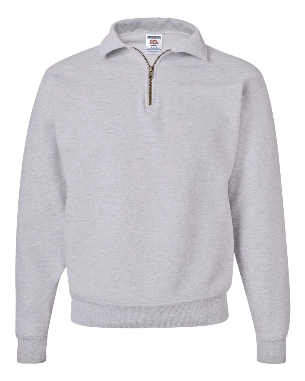 JERZEES 4528MR Unisex Super Sweats NuBlend® Quarter-Zip Cadet Collar Sweatshirt — blank crewneck sweatshirt, front view