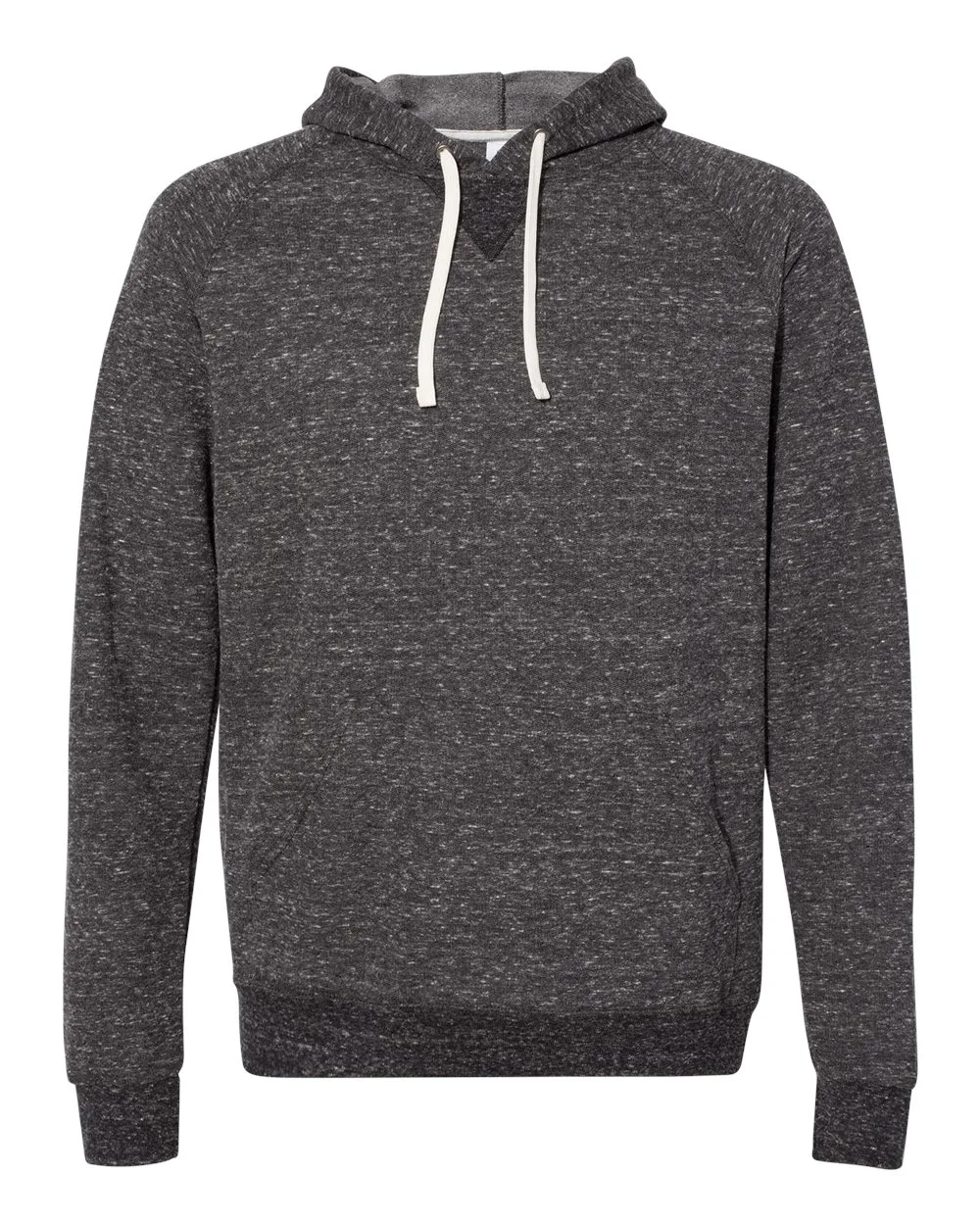JERZEES 90MR Unisex Snow Heather French Terry Raglan Hooded Sweatshirt — blank hooded sweatshirt, front view