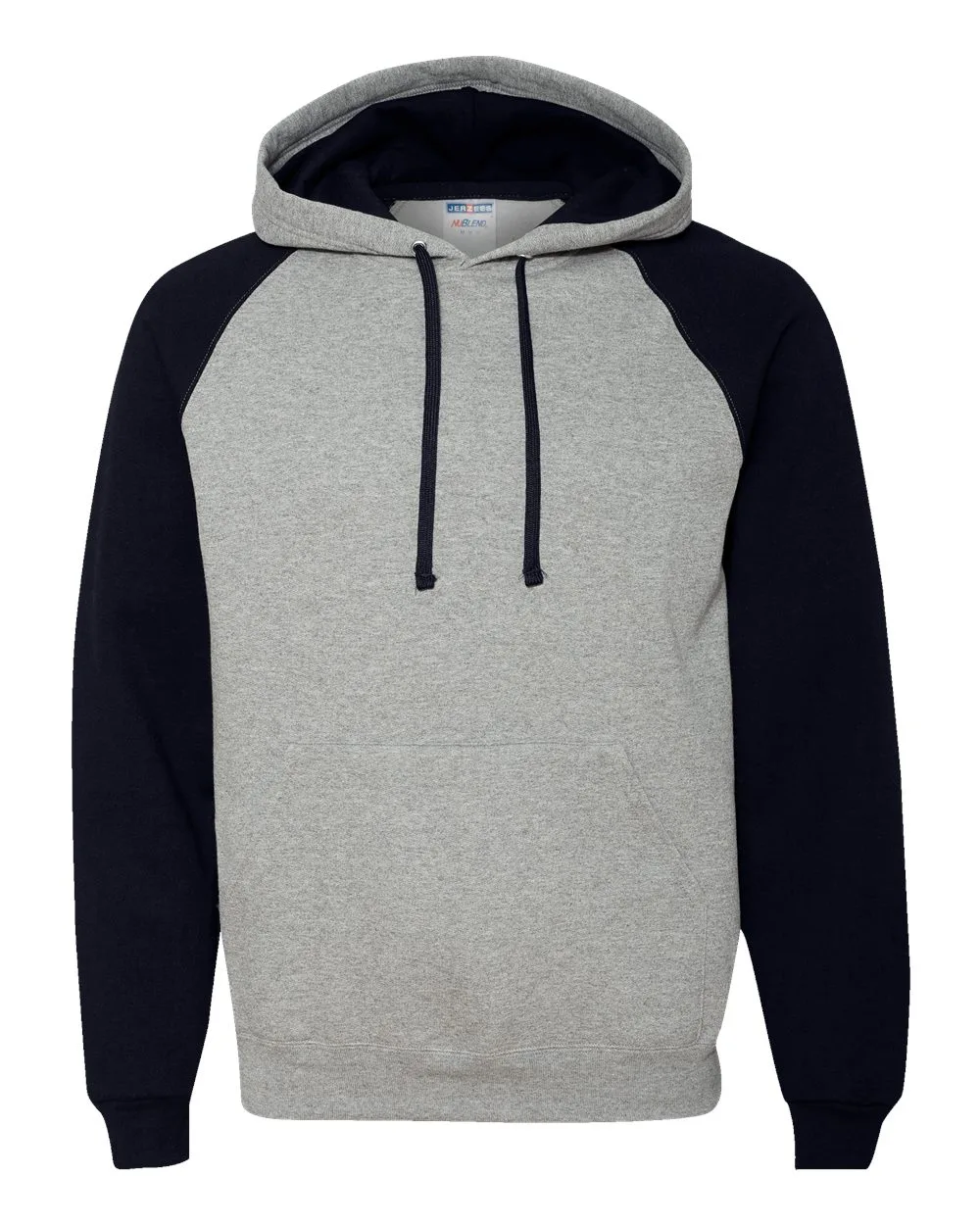 JERZEES 96CR Unisex Nublend® Colorblocked Raglan Hooded Sweatshirt — blank hooded sweatshirt, front view
