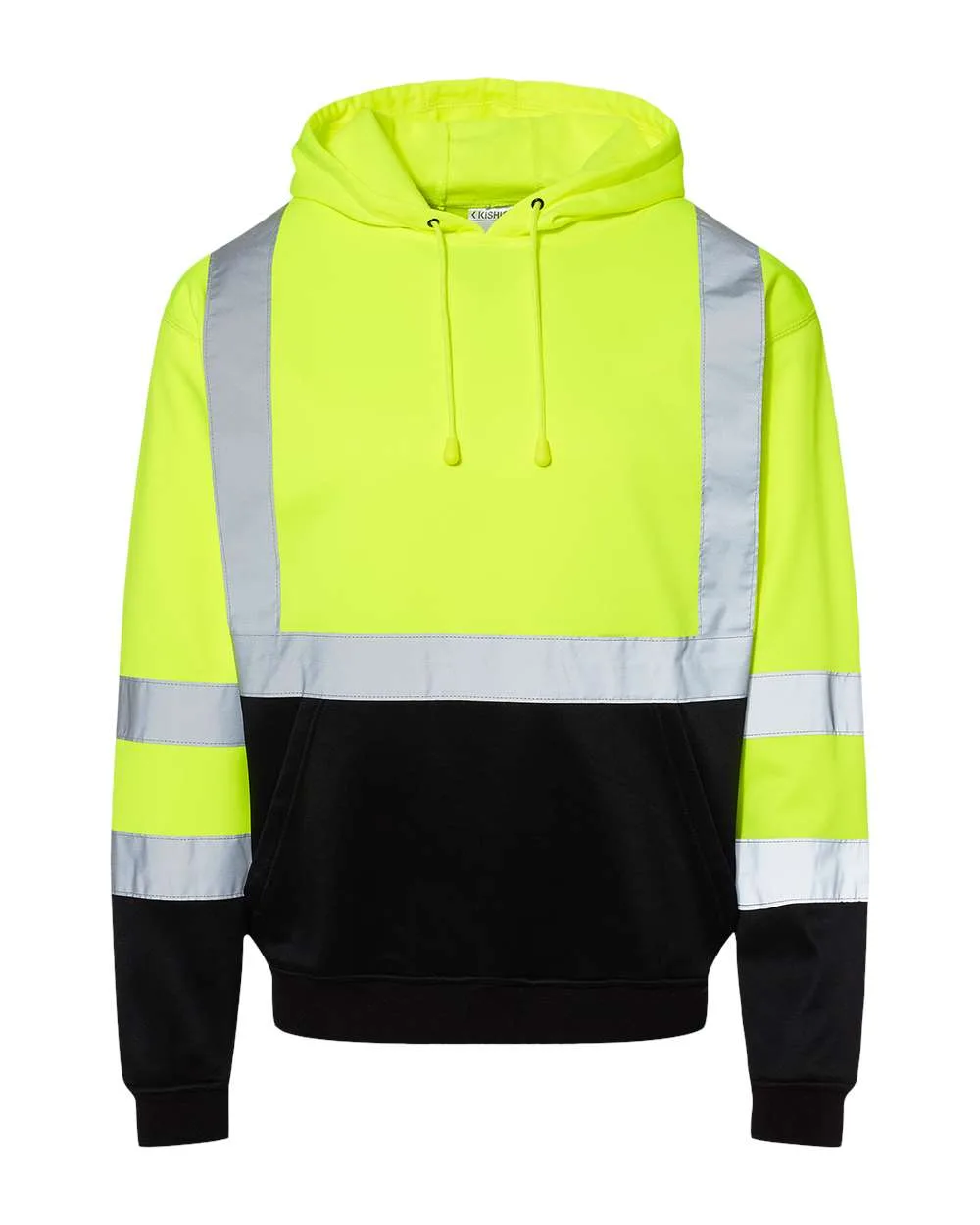 Kishigo JS154 Unisex Hi-Vis Hooded Sweatshirt — blank hooded sweatshirt, front view