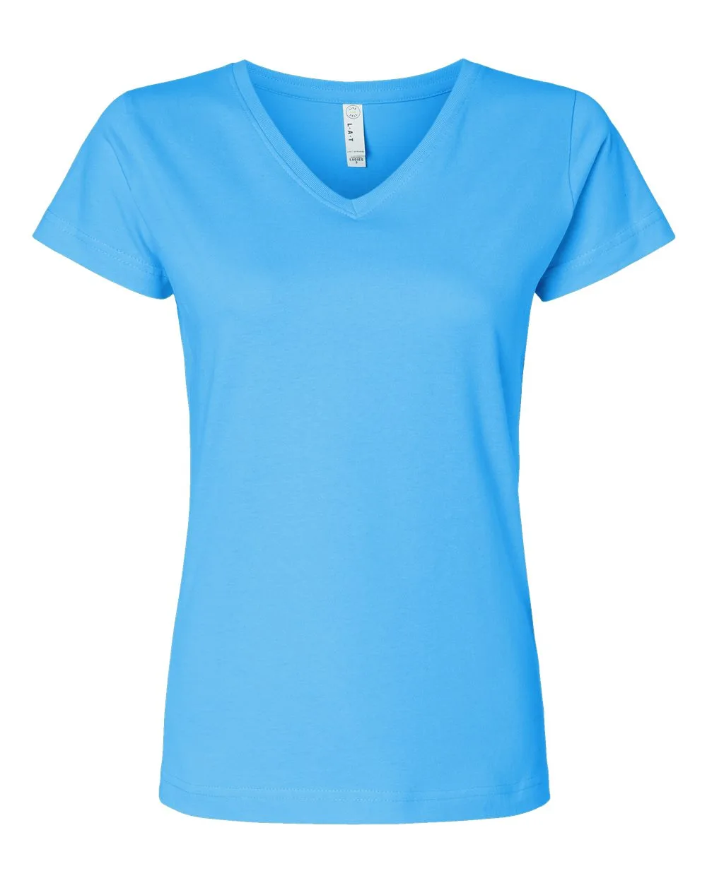 LAT 3507 Women's Fine Jersey V-Neck Tee — blank t-shirt, front view