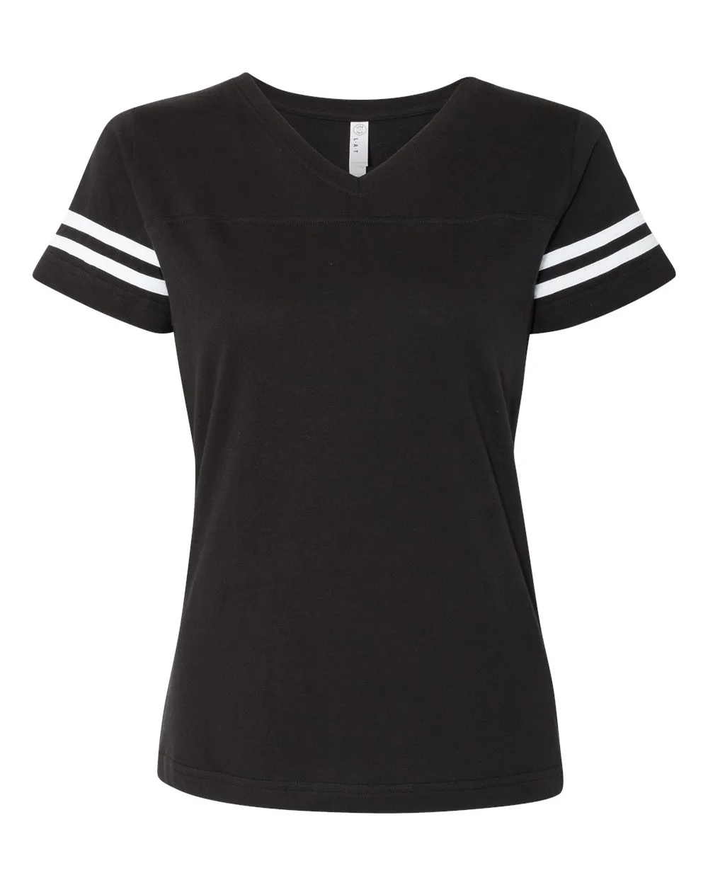 LAT 3537 Women's Football V-Neck Fine Jersey Tee — blank t-shirt, front view