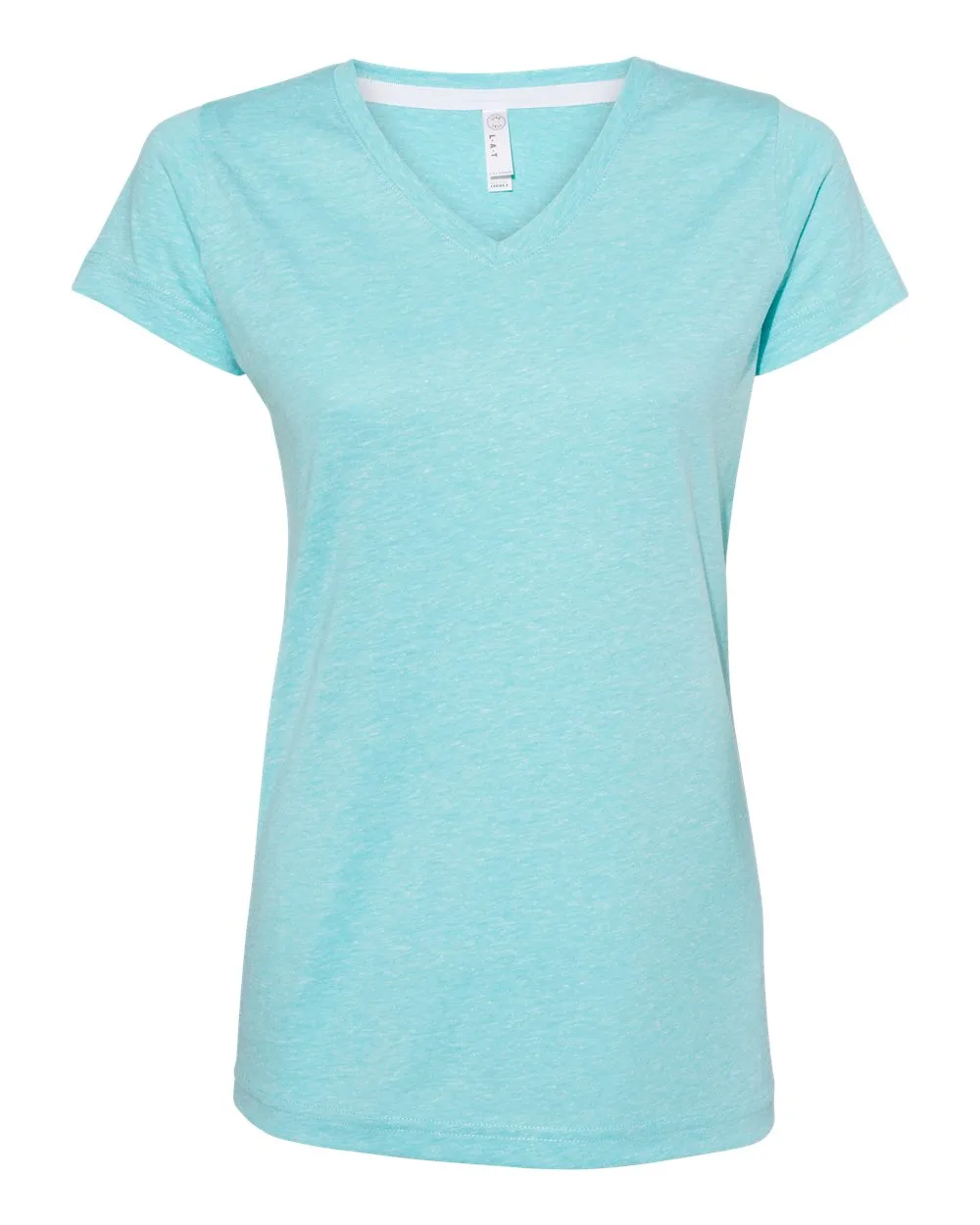 LAT 3591 Women's Harborside Mélange V-Neck Tee — blank t-shirt, front view