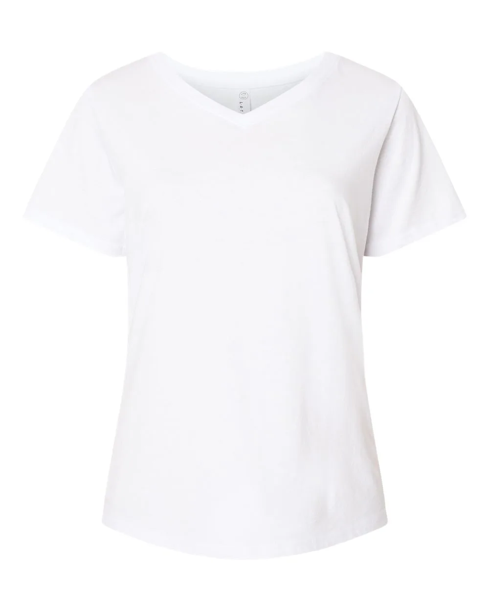 LAT 3817 Women's Curvy Collection Fine Jersey V-Neck Tee — blank t-shirt, front view