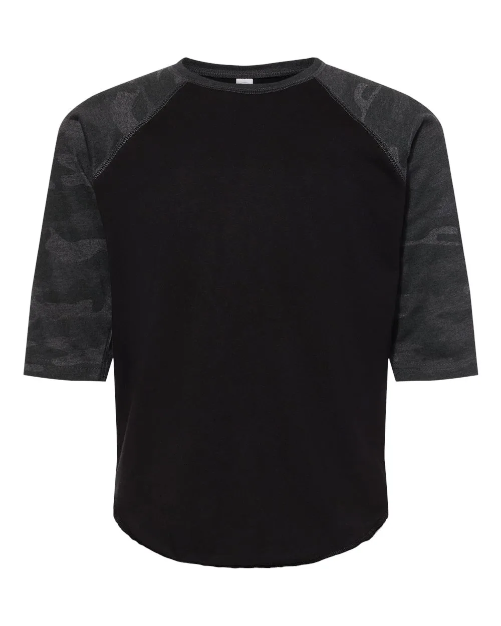 LAT 6130 Youth Baseball Fine Jersey Three-Quarter Sleeve Tee — blank t-shirt, front view