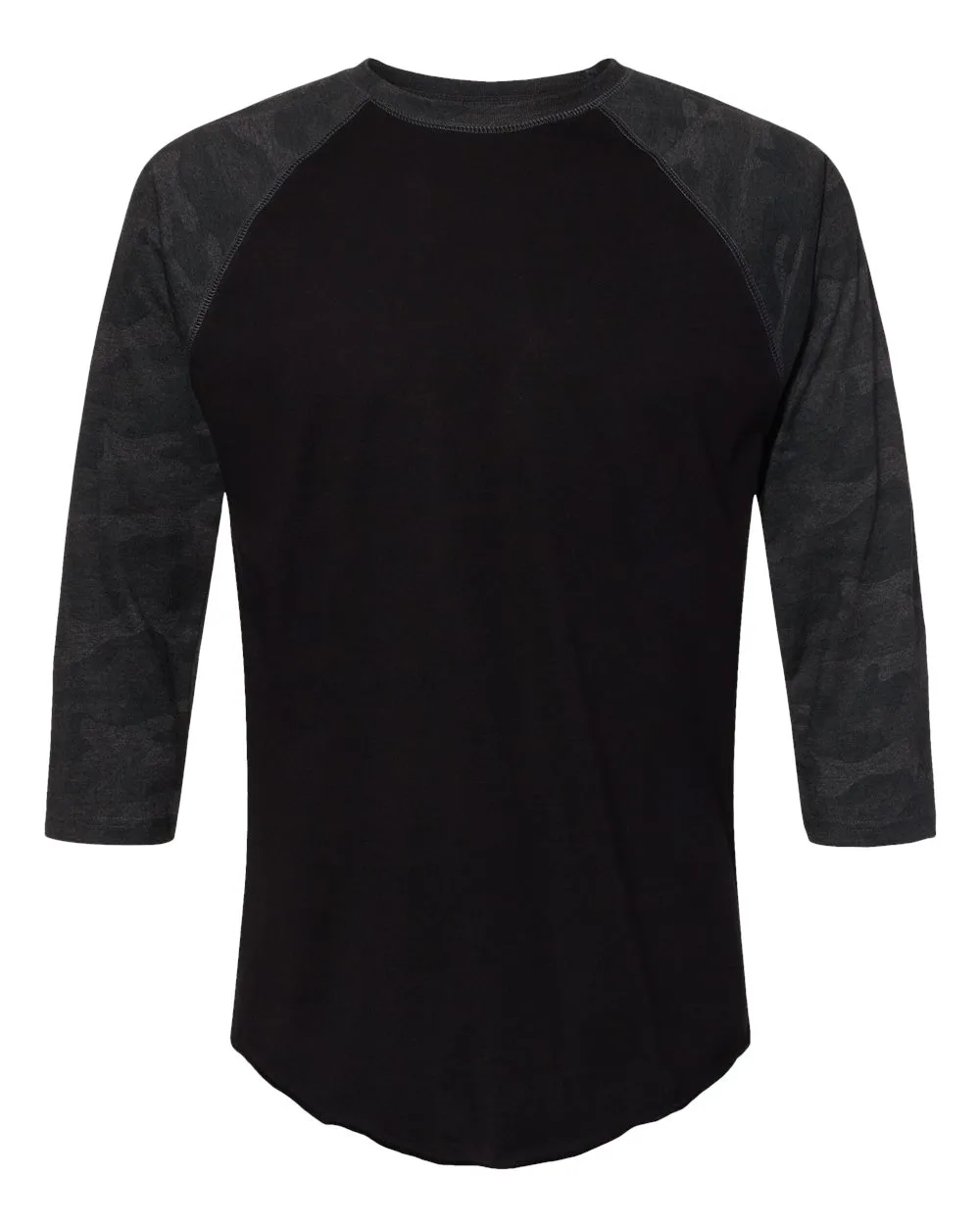 LAT 6930 Unisex Baseball Fine Jersey Three-Quarter Sleeve Tee — blank t-shirt, front view