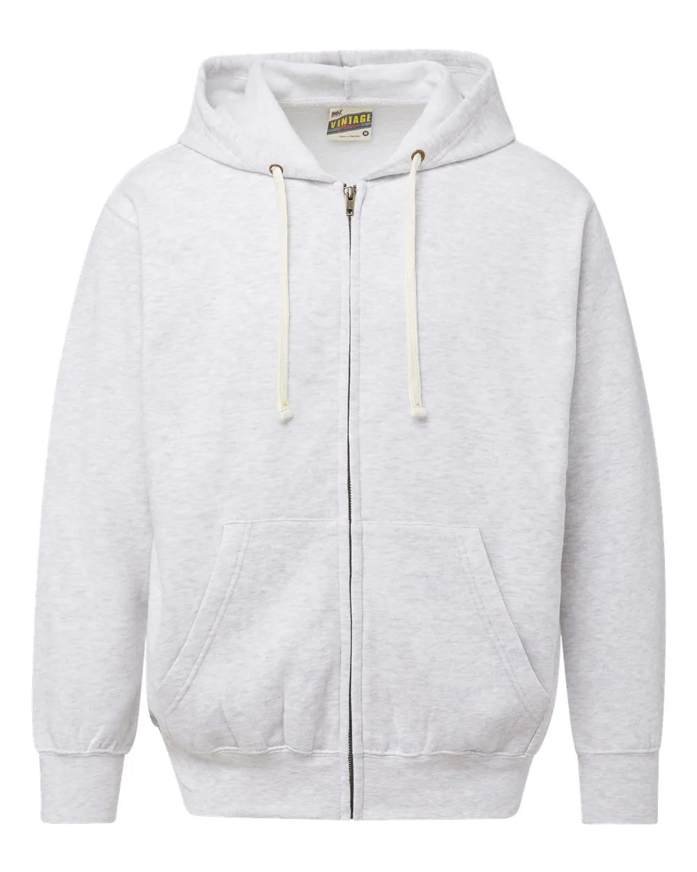 MV Sport 22132 Unisex Vintage Fleece Full-Zip Hooded Sweatshirt — blank hooded sweatshirt, front view