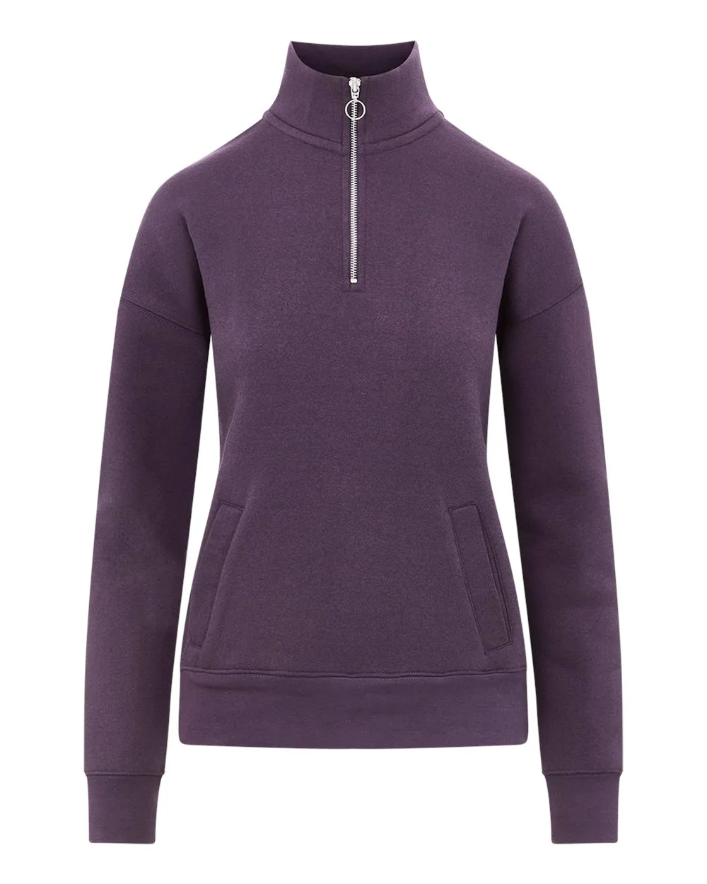 MV Sport W20189 Women's Cloud Fleece Quarter-Zip Sweatshirt — blank crewneck sweatshirt, front view