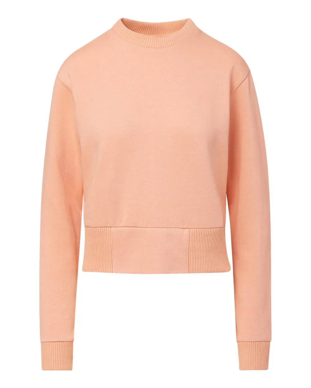 MV Sport W22106 Women's Romi Cloud Fleece Crop Crewneck Sweatshirt — blank crewneck sweatshirt, front view
