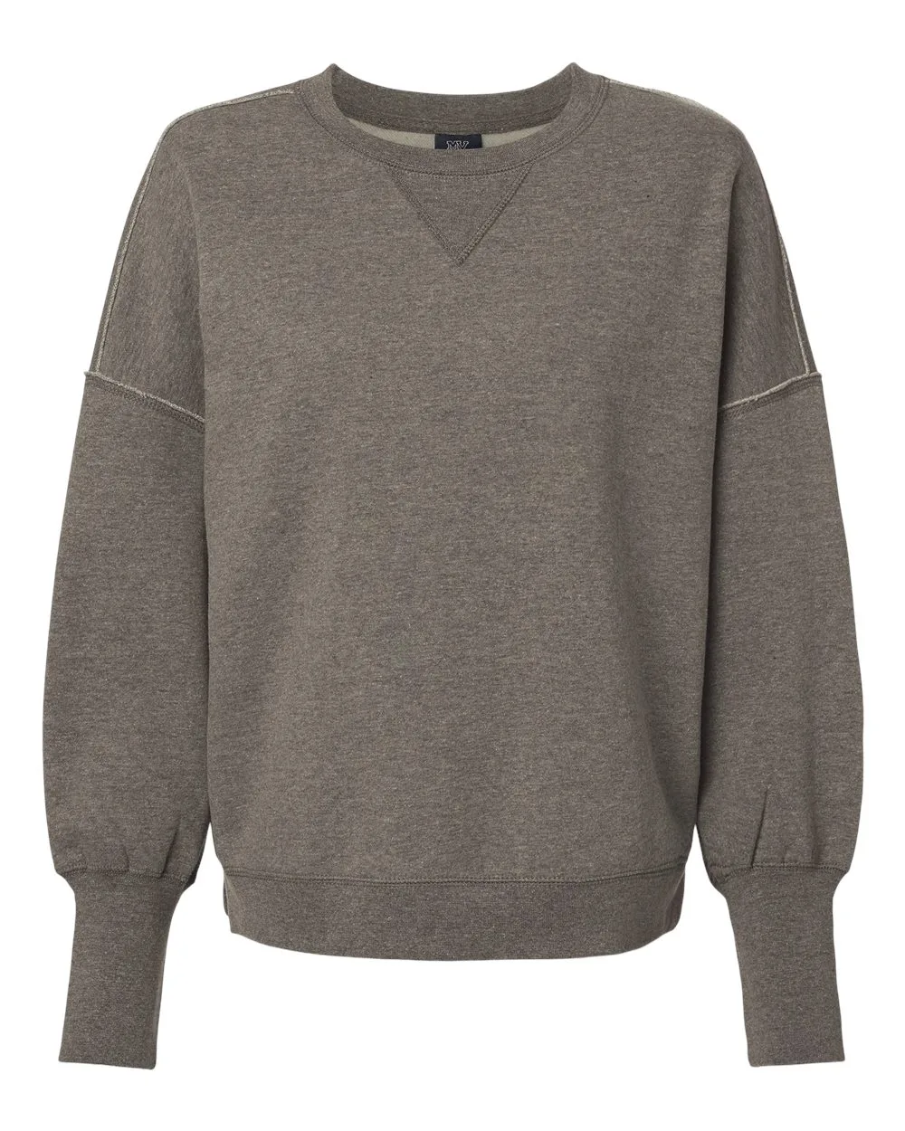 MV Sport W22712 Women's Sueded Fleece Crewneck Sweatshirt — blank crewneck sweatshirt, front view