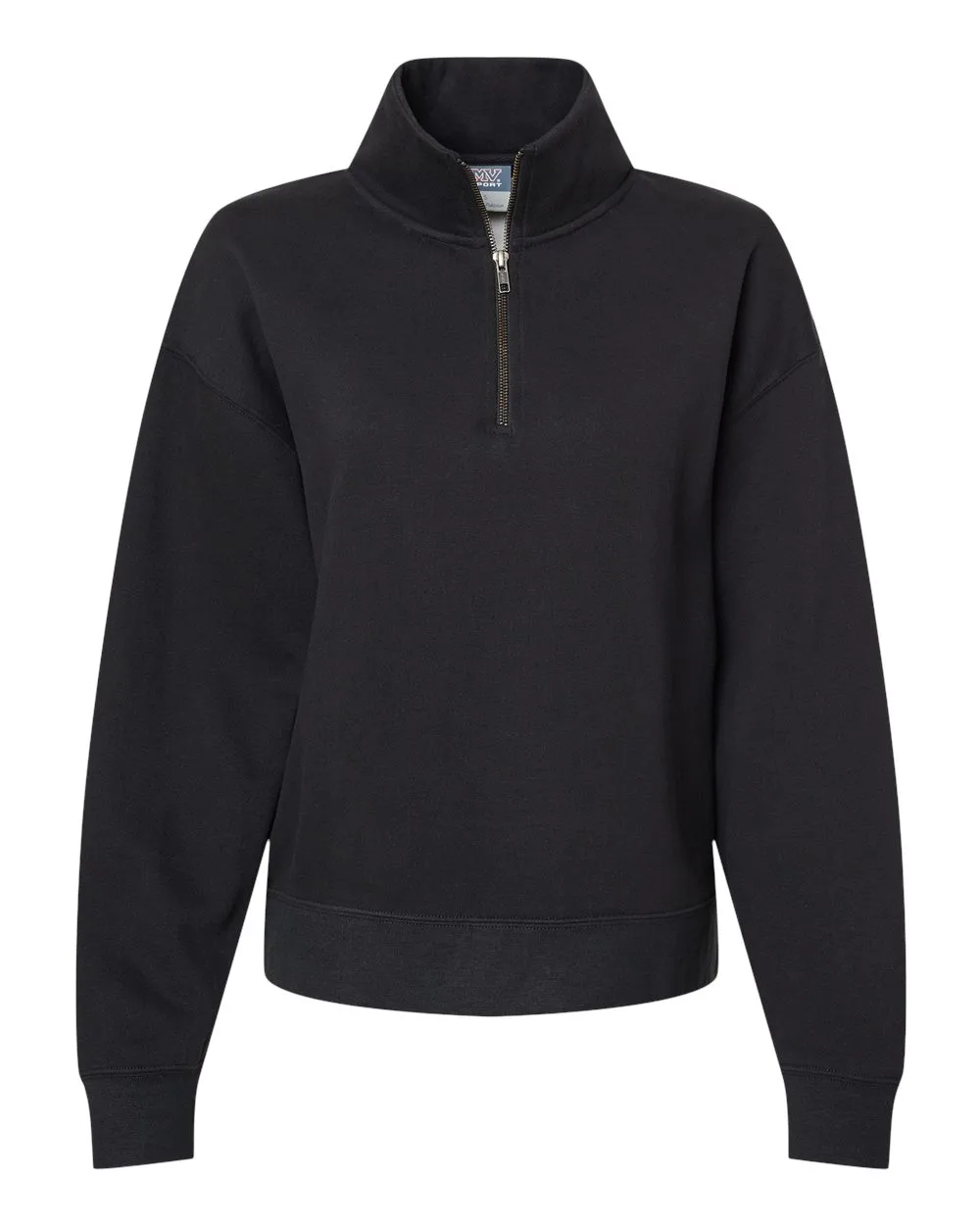 MV Sport W22713 Women's Sueded Fleece Quarter-Zip Sweatshirt — blank crewneck sweatshirt, front view