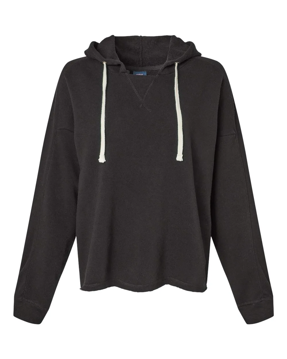 MV Sport W23101 Women's Angel Fleece Crop Hooded Sweatshirt — blank hooded sweatshirt, front view