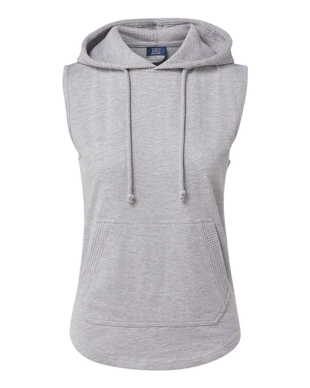 MV Sport W24131 Women's Kinsley Sleeveless Hooded Sweatshirt — blank hooded sweatshirt, front view
