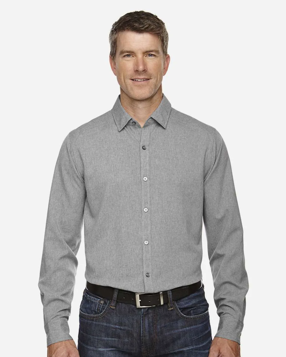 North End 88802 Men's Melange Performance Shirt — blank garment, front view