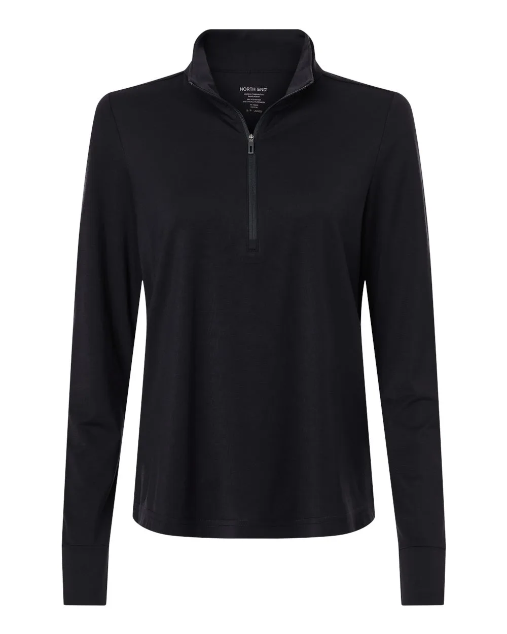 North End NE405W Women's JAQ Stretch Performance Quarter-Zip — blank garment, front view